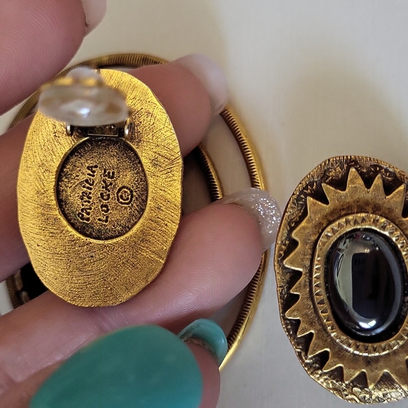 Designer Patricia Locke Hematite Crystal Jewelry Brooch and Clipon Earrings - Picture 11 of 12